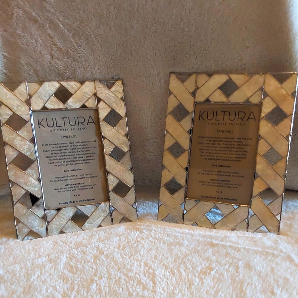 🌺 NWT Set of 2 Kultura Capiz Shell Picture Frames - Picture 3 of 8